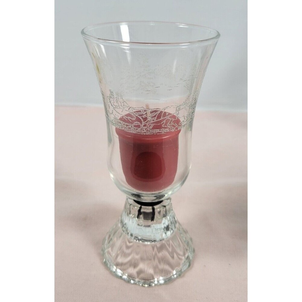 Two In One Votive Candlestick Holder, Homco Candle Holder Embossed Glass